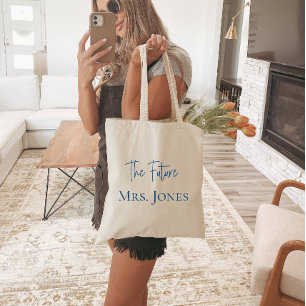 Bride Tote Bag, Future Mrs. Blue Personalized Bag