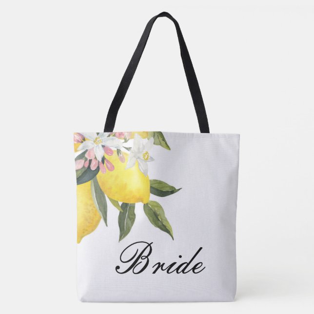 BRIDE TOTE BAG-LEMON FLORAL WEDDING  (Front)