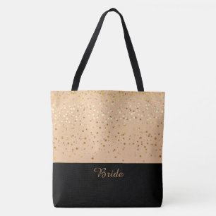 Bride Tote Bag Peach & Petite Golden Stars