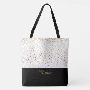 Bride Tote Bag White & Petite Golden Stars
