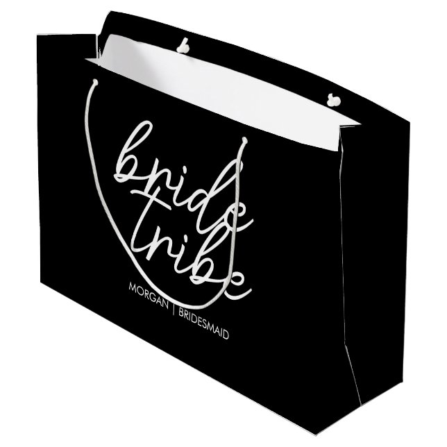 Bride Tribe | Bachelorette Bridesmaid Modern Large Gift Bag (Back Angled)
