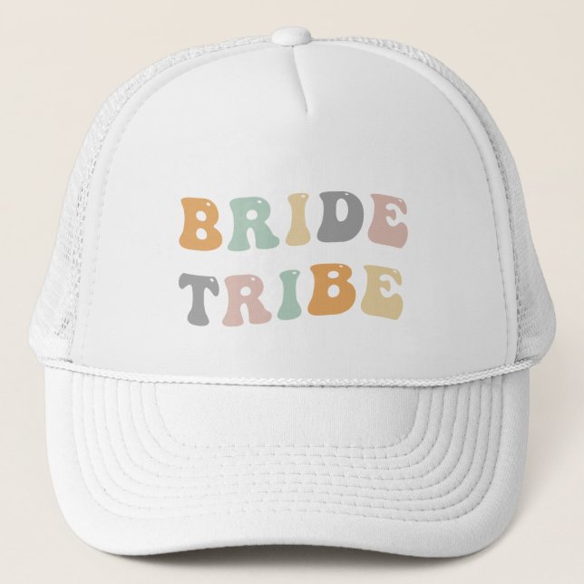 Bride Tribe Bachelorette Party 90s Classic Theme Trucker Hat (Front)