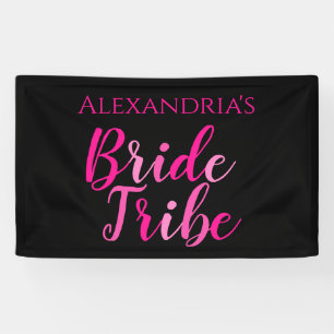 Bride Tribe Bachelorette Party Hot Pink Black  Banner