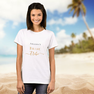 Bride tribe bachelorette party script black gold T-Shirt