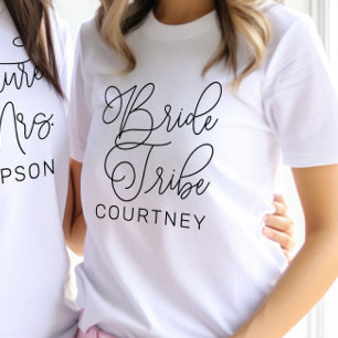 Bride Tribe Black Modern Script Custom Wedding T-Shirt