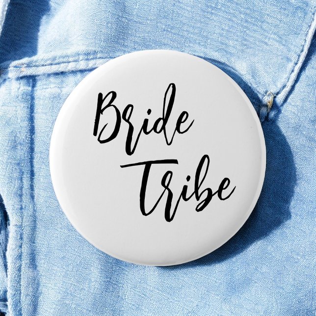 Bride Tribe Black White Elegant Wedding Button (Creator Uploaded)
