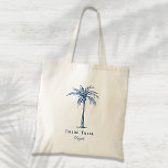 Bride Tribe Blue Tropical Palm Tree Custom Tote Bag<br><div class="desc">This fun tropical palm tree tote bag with the words "Bride Tribe" in (color of the year 2020) blue is the perfect bridal shower gift for a tropical beach destination or outdoor wedding! Personalize it with your bridesmaid's name.</div>