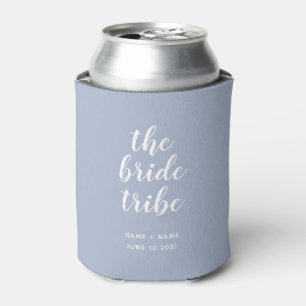 Bride Tribe Bridal Party Bridesmaid Dusty Blue  Can Cooler