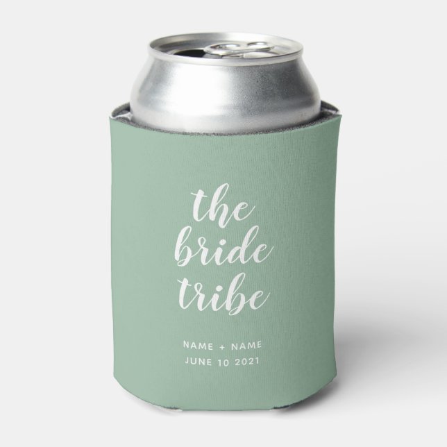 Bride Tribe Bridal Party Bridesmaid Sage Green Can Cooler (Can Front)