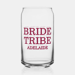 Bride Tribe Bridal Party Cranberry Red Can Glass
