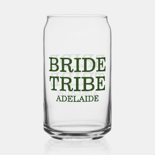 Bride Tribe Bridal Party Hunter Green Can Glass