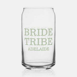 Bride Tribe Bridal Party Sage Green Can Glass