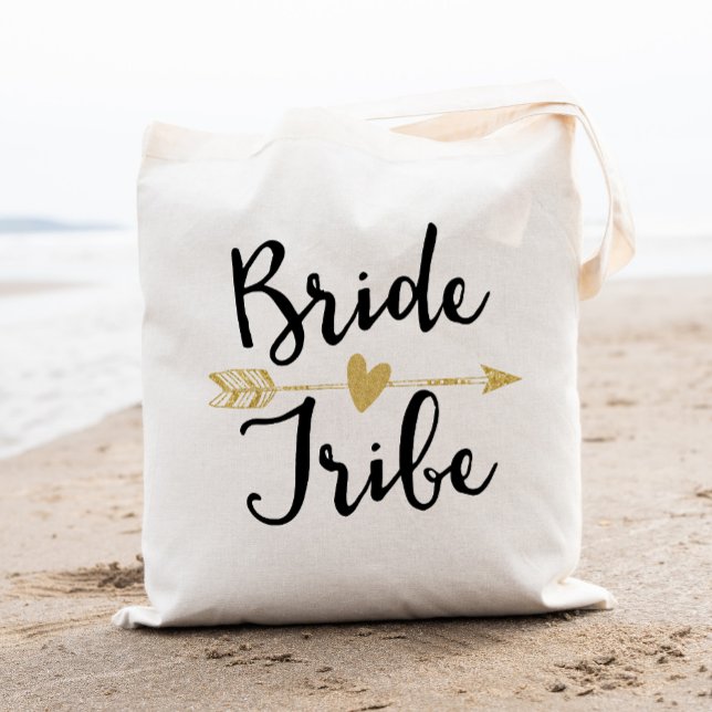 "Bride Tribe" Bridesmaid Black and Golden Tote Bag (Creator Uploaded)