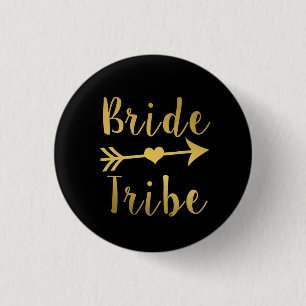 Bride Tribe Bridesmaid Gold button