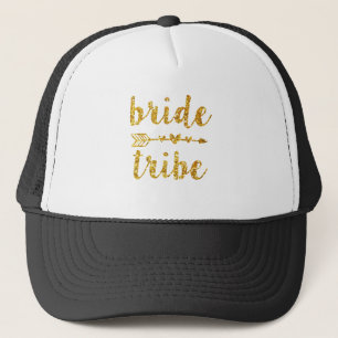 Bride Tribe Bridesmaid Gold Glitter Trucker Hat