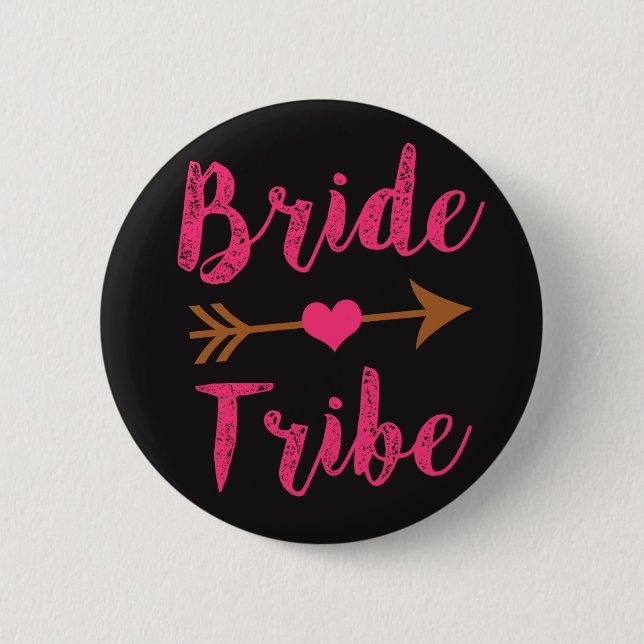 Bride Tribe Bridesmaid Pink Script buttons (Front)