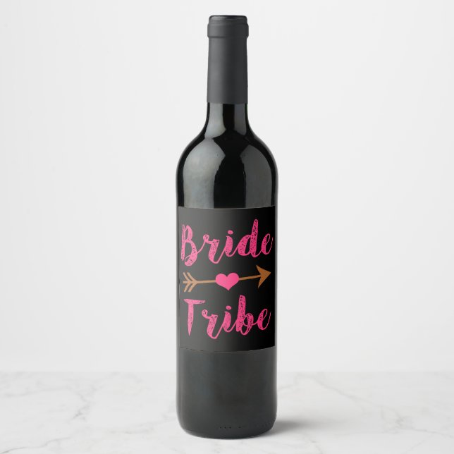 Bride Tribe Bridesmaid wine bottle labels (Front)