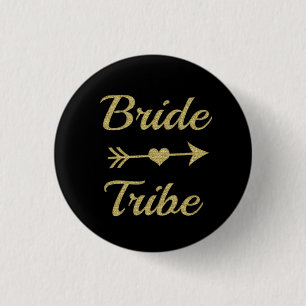 Bride Tribe Bridesmaid women's gold glitter 3 Cm Round Badge