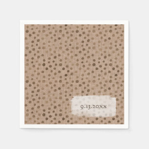 Bride Tribe Brown Linen Dots DATE Wild Napkin
