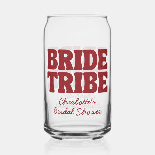 Bride Tribe Burgundy Bridal Shower Can Glass