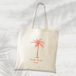 Bride Tribe Coral Palm Tree Custom Tote Bag<br><div class="desc">This fun tropical palm tree tote bag with the words "Bride Tribe" in coral is the perfect bridesmaid or welcome gift for a tropical beach destination or outdoor wedding! Personalize it with your bridesmaid's name.</div>