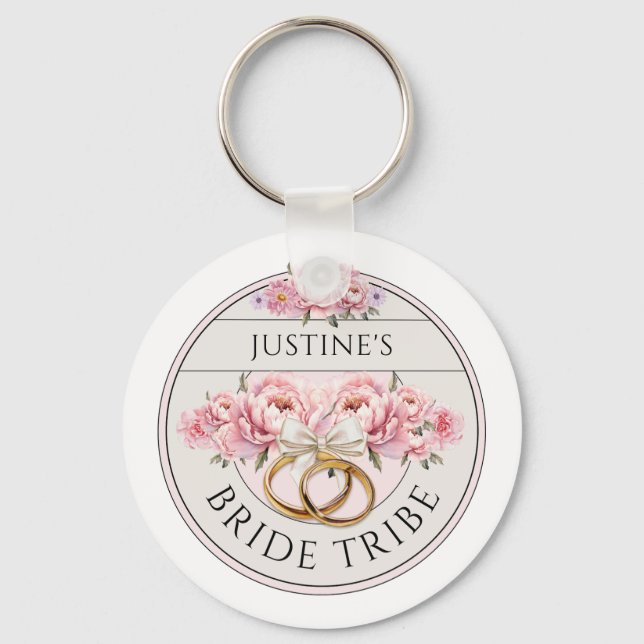 Bride Tribe custom floral Key Ring (Front)