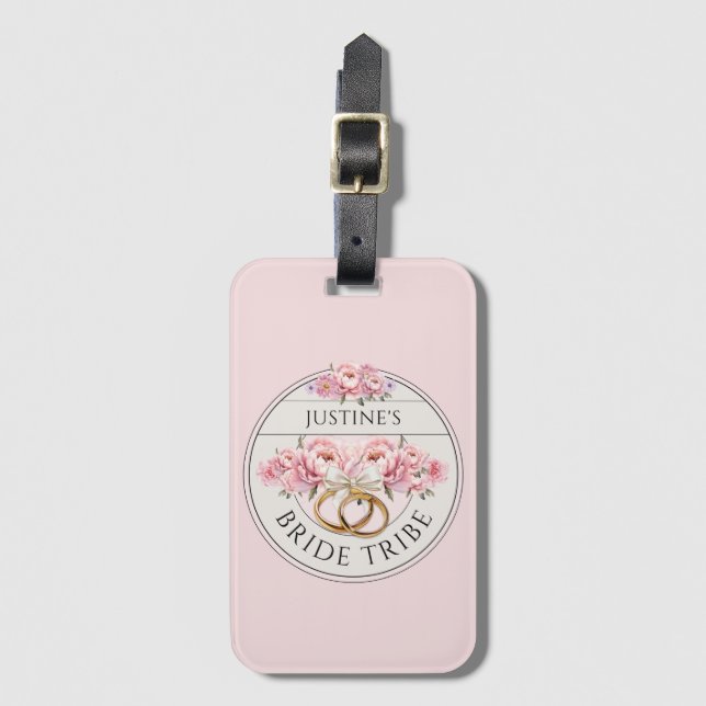 Bride Tribe custom floral Luggage Tag (Front Vertical)