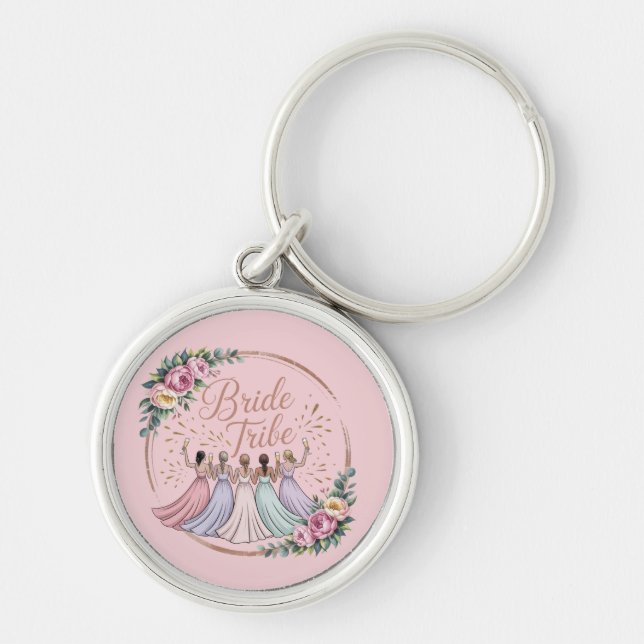 Bride Tribe Custom Name Bachelorette Party  Key Ring (Front)