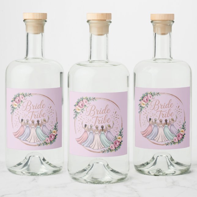 Bride Tribe Custom Name Bachelorette Party  Liquor Bottle Label (Bottles)