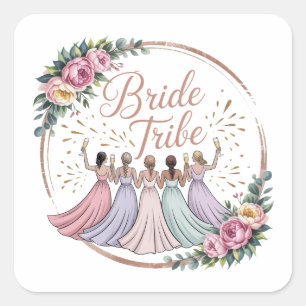 Bride Tribe Custom Name Bachelorette Party  Square Sticker