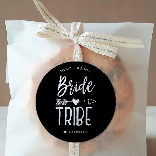 Bride Tribe   Custom Name Wedding Classic Round Sticker