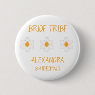 Bride Tribe  Daisy Floral Bachelorette Bridesmaid  6 Cm Round Badge