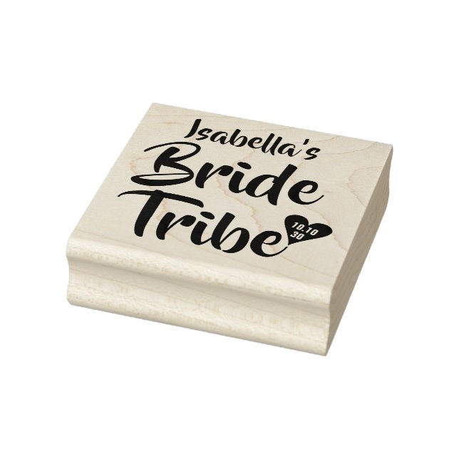 Bride Tribe Date Heart Personalised Rubber Stamp (Stamp)
