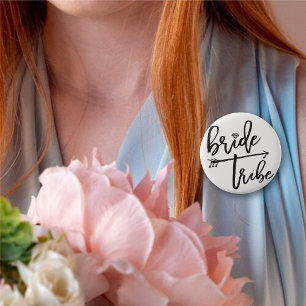Bride Tribe Diamond Brush Bridal Party Wedding 6 Cm Round Badge