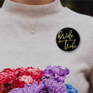 Bride Tribe Diamond Chic Gold Wedding Bridal Party 6 Cm Round Badge