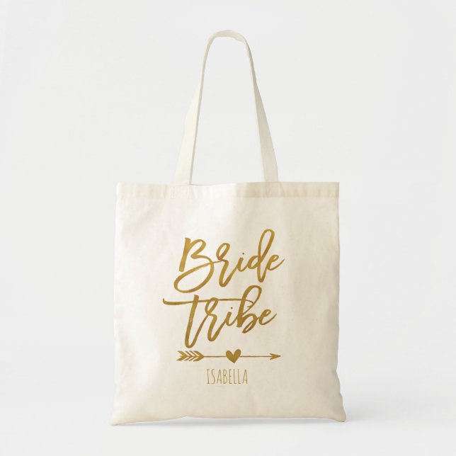 Bride Tribe, faux gold foil personalized Tote Bag (Front)