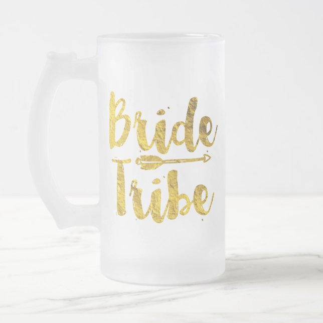 Bride Tribe Frosted Glass Beer Mug (Left)