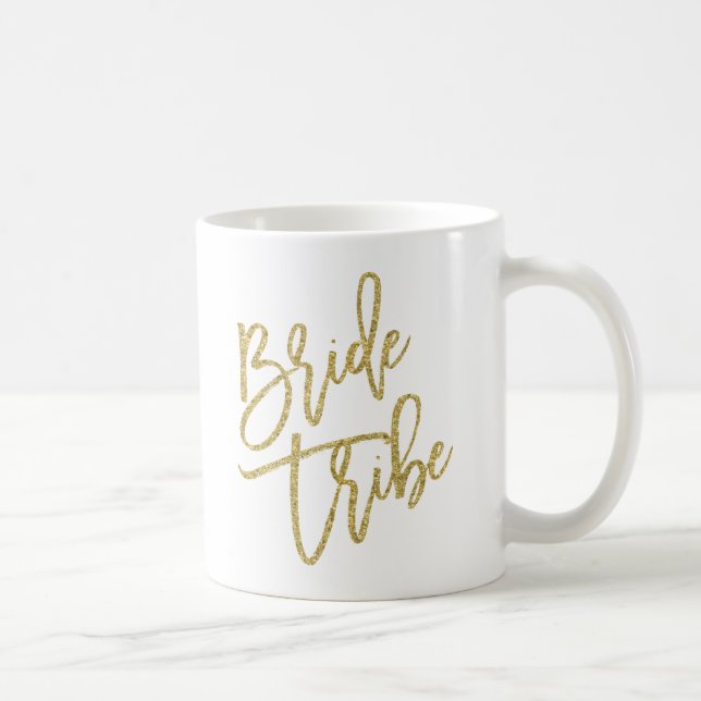 Bride Tribe Gold Glitter Script Coffee Mug (Right)