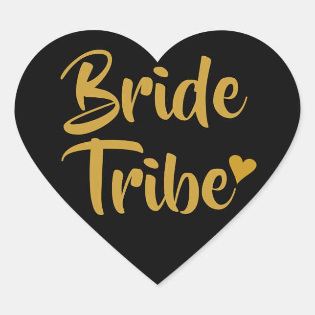 Bride Tribe Gold Heart Heart Sticker (Front)