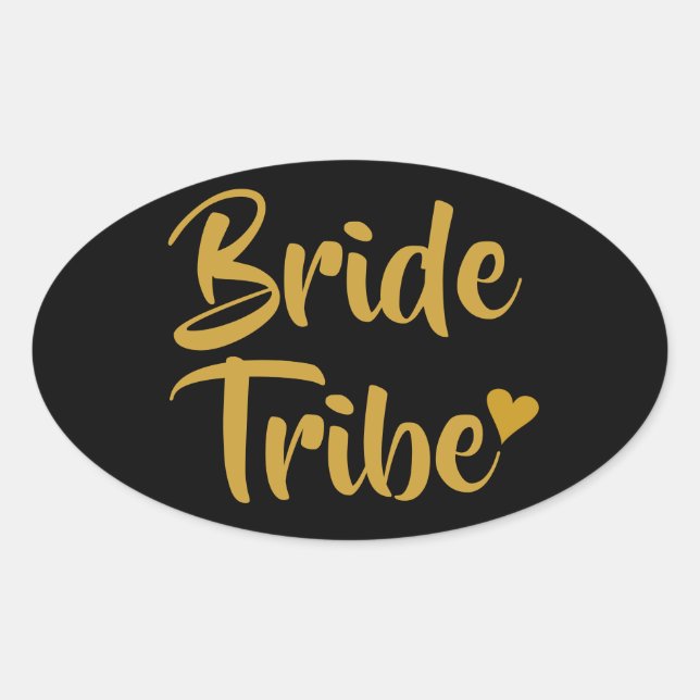 Bride Tribe Gold Heart Oval Sticker (Front)
