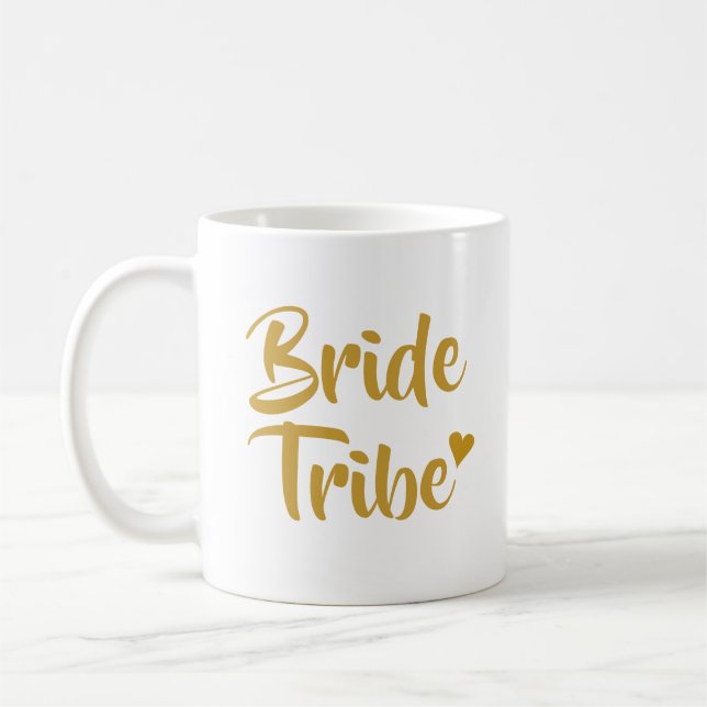 Bride Tribe Gold Love Heart Bridal Shower Coffee Mug (Left)