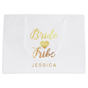 Bride Tribe Heart Personalised Bridesmaid Name Large Gift Bag