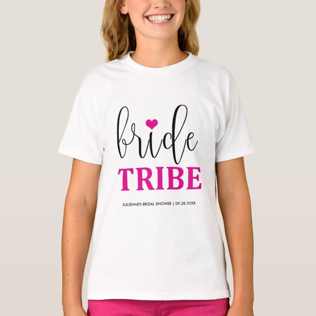 Bride Tribe Hot Pink Bridal Shirt for Flower Girl (Front)