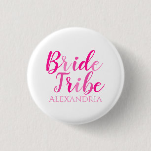 Bride Tribe Hot Pink Script Bachelorette 3 Cm Round Badge