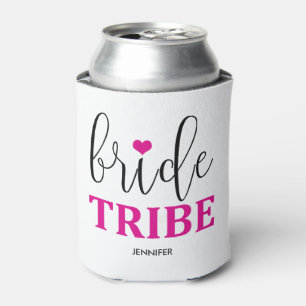 Bride Tribe Magenta Heart Cute Bridesmaid Can Cooler