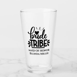 Bride Tribe maid of honour custom wedding Glass