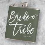 Bride Tribe Modern and Simple Handwritten Hip Flask<br><div class="desc">Composed of serif and playful cursive script typography. All against a backdrop of colour background. This design is simple,  modern and fun!

This is designed by White Paper Birch Co.,  exclusive for Zazzle.

Available here:
http://www.zazzle.com/store/whitepaperbirch</div>