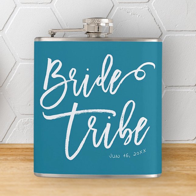 Bride Tribe Modern and Simple Handwritten Hip Flask (Creator Uploaded)