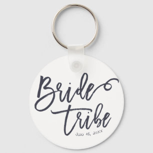 Bride Tribe Modern and Simple Handwritten Key Ring