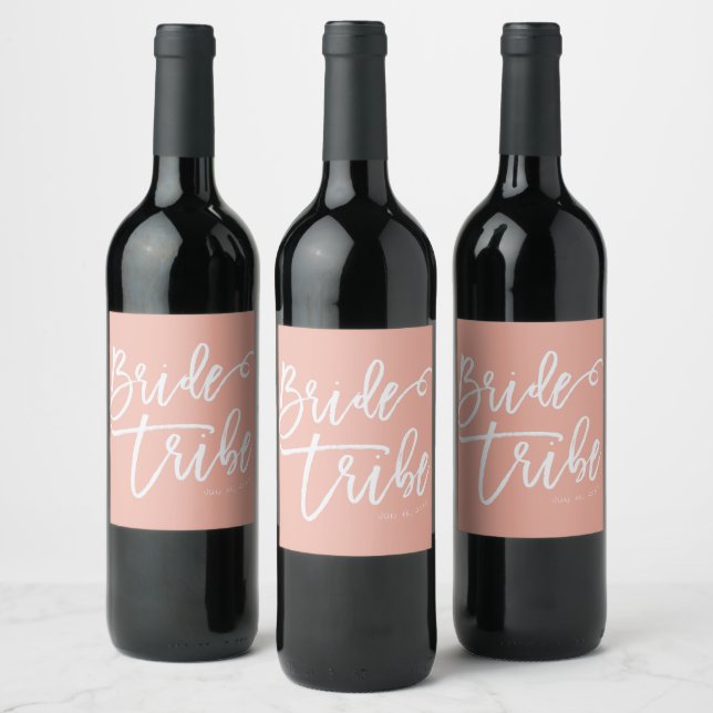 Bride Tribe Modern and Simple Handwritten Wine Label (Bottles)